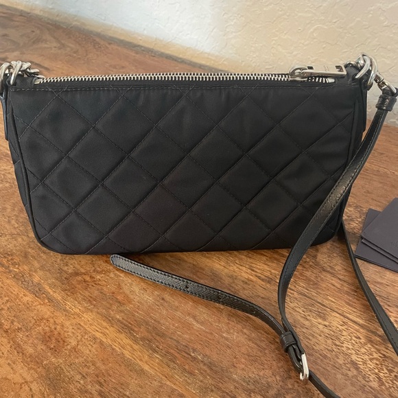 Prada Quilted Tessuto Nylon Chain Black Convertible Shoulder Bag - Picture 3 of 5